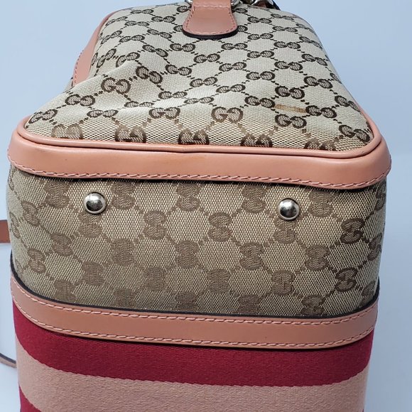 100% Auth Gucci Vintage Boston Canvas Satchel Bag - Picture 9 of 16